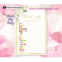 Ivory roses Bridal Shower Emoji Pictionary game,(123)